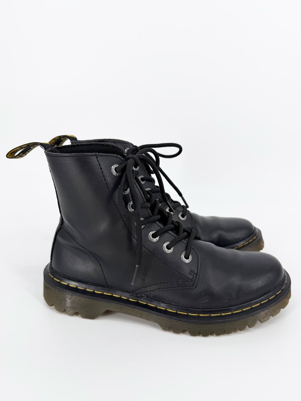 Dr. Martens Luana Black Leather Combat Moto Boots